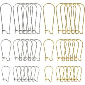 TOAOB 120pcs Earring Hooks Hypoallergenic Stainless Steel Kidney Ear Wires Interchangeable Dangle Earwire Hooks Gold Silver Mixed Sizes Earring Findings Parts for DIY Jewelry Making in Kuwait