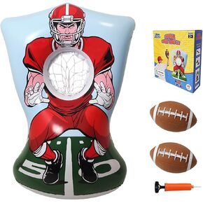 Inflatable Football Training Toss Game Inflatable Football Pitching Target for Kids, Double-Sided Outdoor & Indoor, Includes 2 Footballs, Pump & Patch Kit Football Games Gifts for 36 Months+ in Kuwait