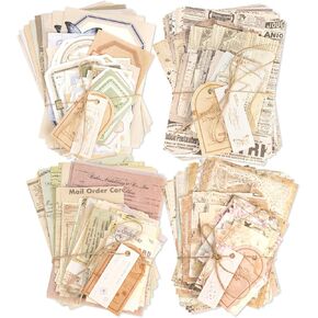 400Pcs Scrapbook Supplies Kit,4 Pack Vintage Decorative Paper Scrapbooking Supplies for Bullet Journal, Junk Journal, Planner, Collage Card Making，Retro Crafts，Aesthetic DIY Craft Embellishments in Saudi Arabia