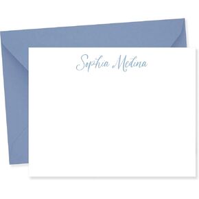 Elegant Script Stationery Notecard Set, 5.5x4.25 (A2) Personalized Stationary Flat Cards with Envelopes in Saudi Arabia