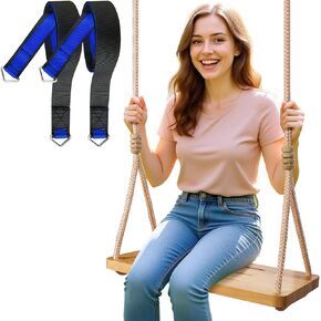 مقعد أرجوحة شجرة للبالغين والأطفال، سعة 500 رطل - كرسي تعليق خارجي وداخلي للشجرة والشرفة ومجموعة اللعب - يتضمن أرجوحة من الخيزران + حبال قابلة للتعديل، لا حاجة إلى تجميع in Kuwait