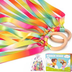 2Pcs Ribbon Hand Kites, Gymnastics Dance Ribbons,Dancing Streamer with Wood Ring for Artistic Dance, Gymnastics, Entertainment, Decoration and Party in Saudi Arabia