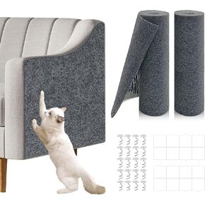 2 Pcs Total 78.8"x15.8" Cat Scratch Mat, Cat Scratch Couch Furniture Protector, Trimmable Self-Adhesive Cats Scratch Pads, DIY Cat Scratcher for Wall Protector and Covering Cat Tower (Light Grey) in Saudi Arabia