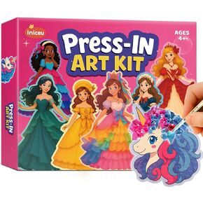 Iniceu Princess & Unicorn Press-in Fabric Art Kit, No-Glue Poke-in Craft Set, Mess-Free Dress-Up Arts and Crafts for Kids, Creative Gift for Girls & Boys Ages 4 5 6 7 8 9 in Saudi Arabia