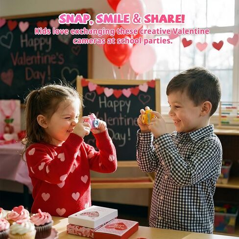 Valentines Day Cards for Kids School – 28 Pack Kids Viewfinder Toy Cameras with Greeting Cards, Classroom Exchange Valentine Gifts for Boys and Girls, Cards + Toys Bulk Set for School Valentine Party in Saudi Arabia