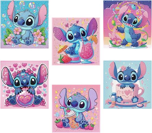nekpiahu 6 Pack 5D Diamond Art Painting Kits for Kids Beginners, Full Drill Cute Cartoon Diamond Art Kits, DIY Big Gem Art for Children Ages 6-7-8-9-12, Home Wall Decor 6x6 Inch in Saudi Arabia