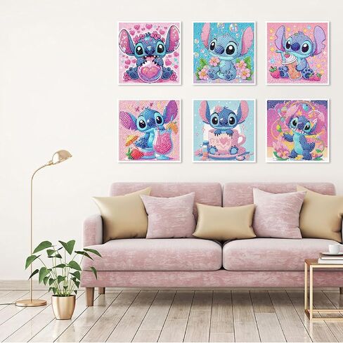 nekpiahu 6 Pack 5D Diamond Art Painting Kits for Kids Beginners, Full Drill Cute Cartoon Diamond Art Kits, DIY Big Gem Art for Children Ages 6-7-8-9-12, Home Wall Decor 6x6 Inch in Saudi Arabia