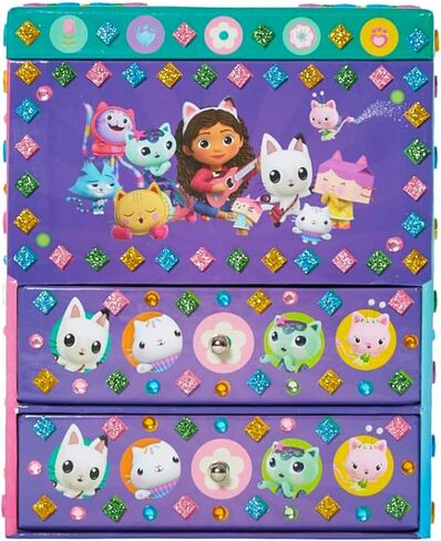 Dreamworks Gabby’s Dollhouse DIY Jewelry Box - Craft Kit Bundle with Mosaic Tiles, Adhesive Gems, and 3D Foam Sticker Plus More | Gabby's Dollhouse Arts and Crafts for Girls in Saudi Arabia