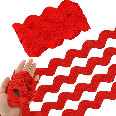 10 Yard 1.58 Inch Wave Bending Fringe Red Ribbon Jumbo Wavy Edge Ribbon RIC Rac Trim Fabric Trim Zig Zag for Sewing Making Wedding Dress Party Gift Wrapping in Saudi Arabia