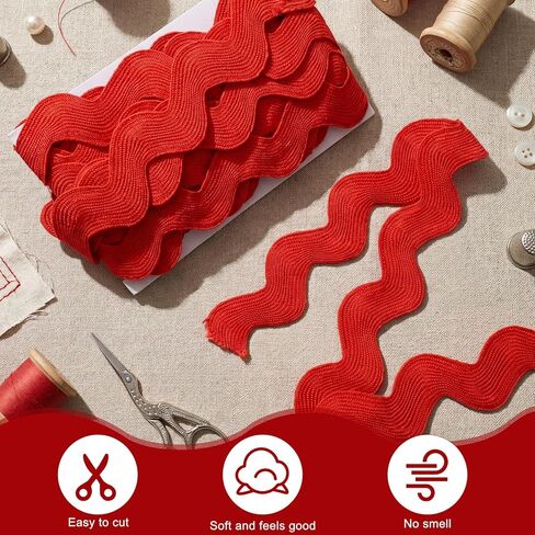 10 Yard 1.58 Inch Wave Bending Fringe Red Ribbon Jumbo Wavy Edge Ribbon RIC Rac Trim Fabric Trim Zig Zag for Sewing Making Wedding Dress Party Gift Wrapping in Saudi Arabia