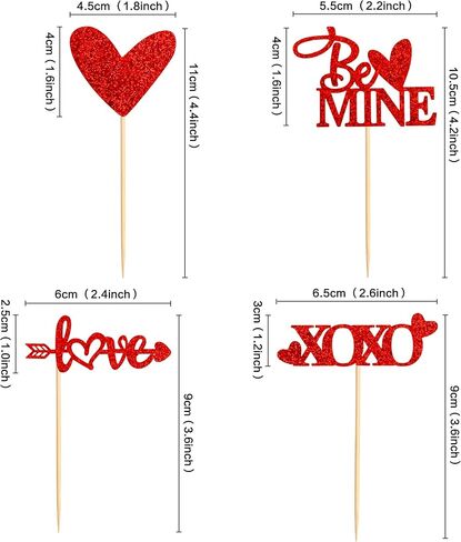 Ercaido 48 حزمة من أغطية الكب كيك باللون الأحمر اللامع لعيد الحب السعيد Love Xoxo Be Mine Cupcake Picks لعيد الحب وحفلات الزفاف والخطوبة وحفلات الزفاف وحفلات الزفاف وديكورات الكيك in Saudi Arabia
