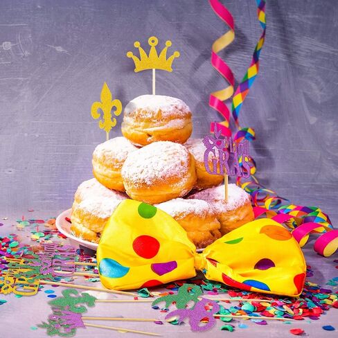 48 قطعة من أغطية الكب كيك اللامعة من Mardi Gras لتزيين الوجه وأغطية الكب كيك من أجل حفلة تنكرية Mardi Gras وحفلات أعياد الميلاد in Kuwait