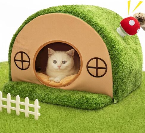 Cat Bed for Indoor Cats - Cute Cat Bed Cave, Tree Hole Cat House Tent for Kittens and Small Pets with Removable Washable Cushion & Anti-Slip Bottom, Enclosed Kitten Bed Hideaway in Kuwait