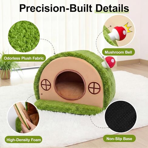 Cat Bed for Indoor Cats - Cute Cat Bed Cave, Tree Hole Cat House Tent for Kittens and Small Pets with Removable Washable Cushion & Anti-Slip Bottom, Enclosed Kitten Bed Hideaway in Kuwait