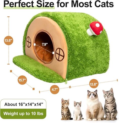 Cat Bed for Indoor Cats - Cute Cat Bed Cave, Tree Hole Cat House Tent for Kittens and Small Pets with Removable Washable Cushion & Anti-Slip Bottom, Enclosed Kitten Bed Hideaway in Kuwait