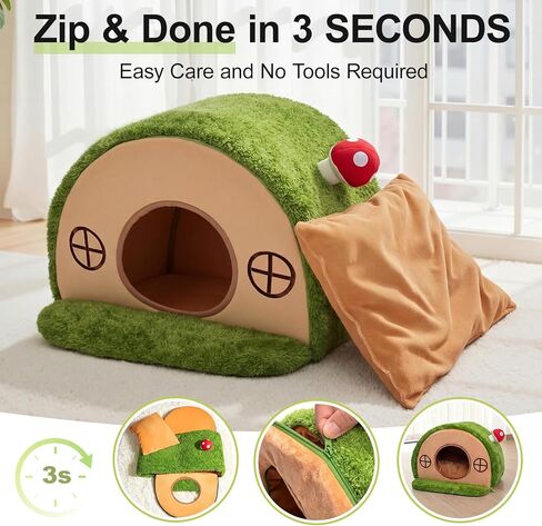 Cat Bed for Indoor Cats - Cute Cat Bed Cave, Tree Hole Cat House Tent for Kittens and Small Pets with Removable Washable Cushion & Anti-Slip Bottom, Enclosed Kitten Bed Hideaway in Kuwait