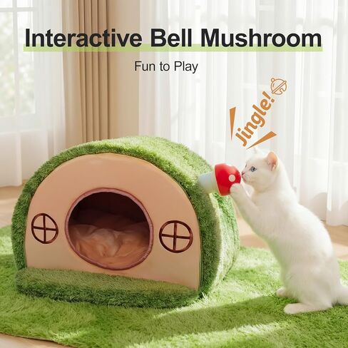 Cat Bed for Indoor Cats - Cute Cat Bed Cave, Tree Hole Cat House Tent for Kittens and Small Pets with Removable Washable Cushion & Anti-Slip Bottom, Enclosed Kitten Bed Hideaway in Kuwait