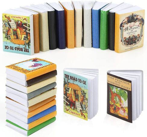 كتب الجنيات الصغيرة، 24 قطعة من الكتب المصغرة بمقياس 1:12، كتب بيت الدمى، كتب صغيرة لإكسسوارات بيت الدمى، ديكور رف الكتب الصغير العتيق، جامعي المنمنمات in Kuwait