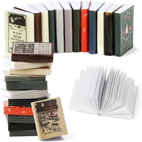 كتب الجنيات الصغيرة، 24 قطعة من الكتب المصغرة بمقياس 1:12، كتب بيت الدمى، كتب صغيرة لإكسسوارات بيت الدمى، ديكور رف الكتب الصغير العتيق، جامعي المنمنمات in Kuwait