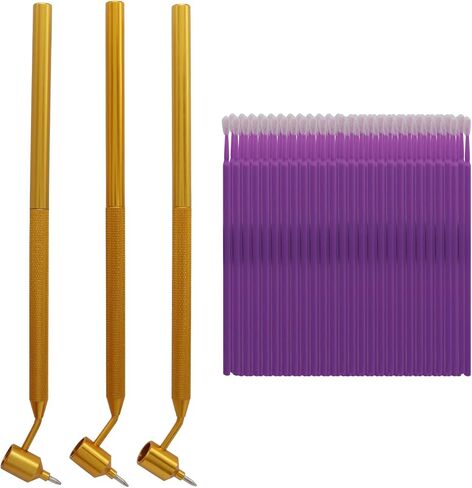 3 Pack Fillable Fine Line Paint Pen Brass Tip Detail Pen, Fluid Writer Applicator + 100 Pcs Reformable Cotton Swab for Car Scratch Repair/Car Owners（0.3mm+0.5mm+0.7mm） in Saudi Arabia