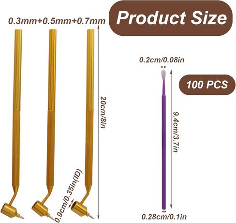 3 Pack Fillable Fine Line Paint Pen Brass Tip Detail Pen, Fluid Writer Applicator + 100 Pcs Reformable Cotton Swab for Car Scratch Repair/Car Owners（0.3mm+0.5mm+0.7mm） in Saudi Arabia