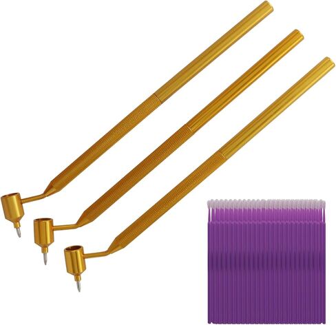 3 Pack Fillable Fine Line Paint Pen Brass Tip Detail Pen, Fluid Writer Applicator + 100 Pcs Reformable Cotton Swab for Car Scratch Repair/Car Owners（0.3mm+0.5mm+0.7mm） in Saudi Arabia