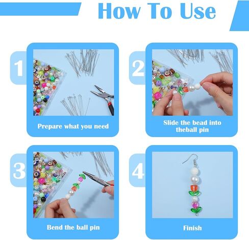 400 قطعة دبابيس لصنع المجوهرات، 70 مم/2.76 بوصة دبابيس رأس لصنع المجوهرات، دبابيس رأس لصناعة المجوهرات DIY حرفية خرز حلق قلادة قلادة سوار صنع in Kuwait