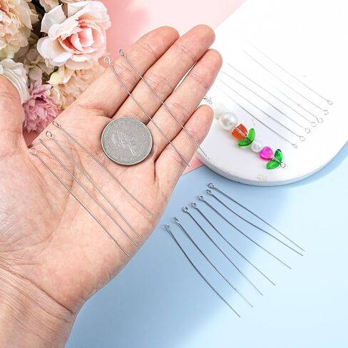 400 قطعة دبابيس لصنع المجوهرات، 70 مم/2.76 بوصة دبابيس رأس لصنع المجوهرات، دبابيس رأس لصناعة المجوهرات DIY حرفية خرز حلق قلادة قلادة سوار صنع in Kuwait