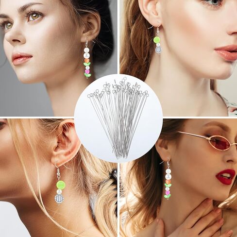 400 قطعة دبابيس لصنع المجوهرات، 70 مم/2.76 بوصة دبابيس رأس لصنع المجوهرات، دبابيس رأس لصناعة المجوهرات DIY حرفية خرز حلق قلادة قلادة سوار صنع in Kuwait