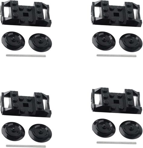 Train Wheel Sets with Metal Axles, 4-Piece Building Block Technical Parts, Compatible with Power Functions Tracks 74784 2878c02 in Saudi Arabia