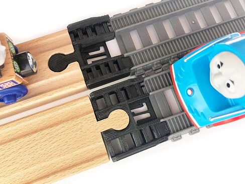 TrainLab.com Adapters, Compatible with Thomas & Friends Trackmaster Gray 2014 and Wooden Railway Tracks, Essential Trackmaster and Wooden Track Accessories (2pc) (Black) in Saudi Arabia
