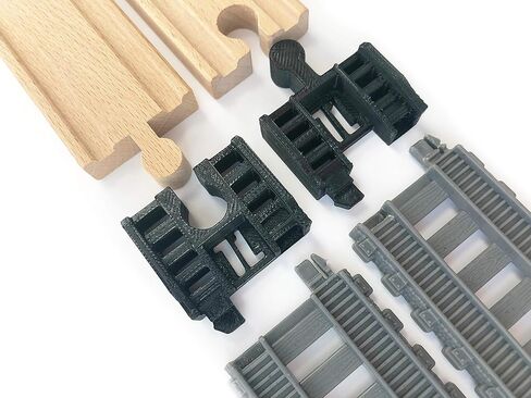 TrainLab.com Adapters, Compatible with Thomas & Friends Trackmaster Gray 2014 and Wooden Railway Tracks, Essential Trackmaster and Wooden Track Accessories (2pc) (Black) in Saudi Arabia