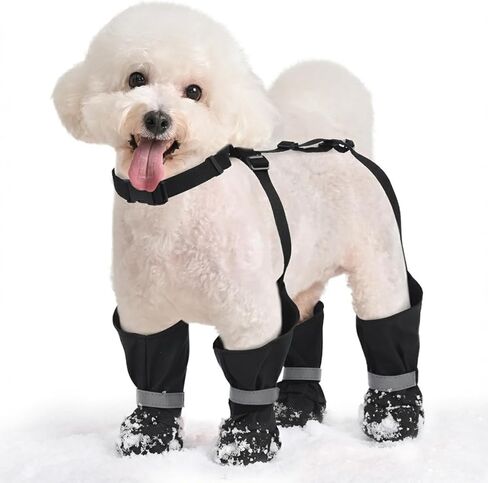 Dog Suspender Boots, Anti-Slip & Fall Waterproof Dog Shoes Leggings, Dog Paw Protector for Small Medium Dogs, Adjustable Dog Boots Pet Shoes for Outdoor Walking in Saudi Arabia