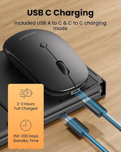 مجموعة لوحة مفاتيح وماوس قابلة للطي، USB A+Type C+Bluetooth1&2 (4 في 1) اتصال لاسلكي، تصميم محمول كامل الحجم قابل للطي وقابل لإعادة الشحن مع قفل لوحة المفاتيح للمنزل/المكتب/سفر العمل - أسود in Kuwait