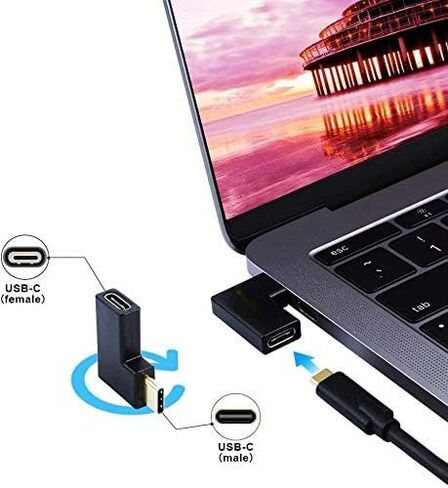 USB C Extension Adapter, Up & Down Angle 90 Degree USB 3.1 Type C Male to Female Convertor (3A/10G), USB-C Adapter Compatible with MacBook in Saudi Arabia