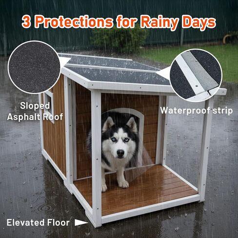 Dog House Outdoor, 59" Insulated Dog Houses, Weatherproof Outdoor Dog House Insulated with Elevated Floor and Openable Roof, Wooden Dog Houses Large in Saudi Arabia
