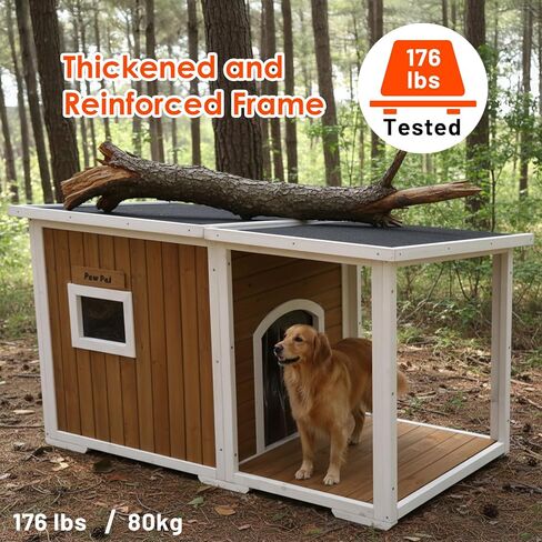 Dog House Outdoor, 59" Insulated Dog Houses, Weatherproof Outdoor Dog House Insulated with Elevated Floor and Openable Roof, Wooden Dog Houses Large in Saudi Arabia