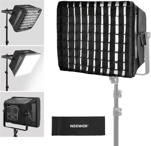 NEEWER Upgraded Softbox Diffuser for NL660 RGB660 PRO II LED Video Light Panel, 12.6"x11.6" Foldable with Grid/Bag/Blackout Hood, No Need to Remove barndoors Quick Set Up for Soft Light, NS4S in Kuwait