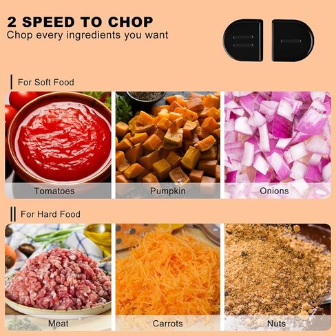 خلاطات كهربائية سعة كبيرة 24 كوب من Vayepro، خلاطات طعام كهربائية مع وعاء من الفولاذ المقاوم للصدأ، سرعتان، 4 شفرات وملعقة ثنائية المستوى، معالج طعام 6 لتر 800 وات للحوم والبصل والخضروات والفواكه in Kuwait