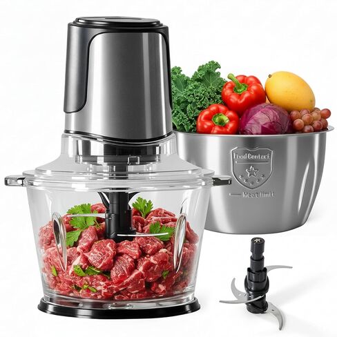 Simple Deluxe Food Processor Blender Combo, 300W Electric Food Processor for Slicing, Dough, Vegetables, 6 Cup Chopper for Meat and Puree, 2 Speeds Adjustable, Safety Lock with 1.5L Glass Jar, Black in Kuwait