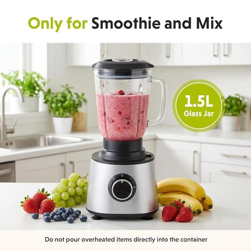 Simple Deluxe Food Processor Blender Combo, 300W Electric Food Processor for Slicing, Dough, Vegetables, 6 Cup Chopper for Meat and Puree, 2 Speeds Adjustable, Safety Lock with 1.5L Glass Jar, Black in Kuwait