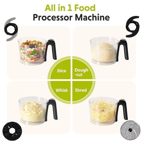 Simple Deluxe Food Processor Blender Combo, 300W Electric Food Processor for Slicing, Dough, Vegetables, 6 Cup Chopper for Meat and Puree, 2 Speeds Adjustable, Safety Lock with 1.5L Glass Jar, Black in Kuwait
