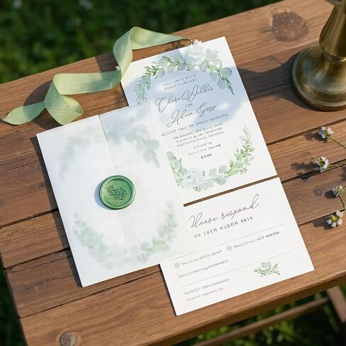 Vellum Jackets for 5x7 Invitations, Pre-Folded Invitation Sleeves 110GSM Vellum Paper 5x7 Translucent Paper Jackets for Wedding Wraps, Envelope Liners, Greeting Cards, Birthday (20) in Saudi Arabia