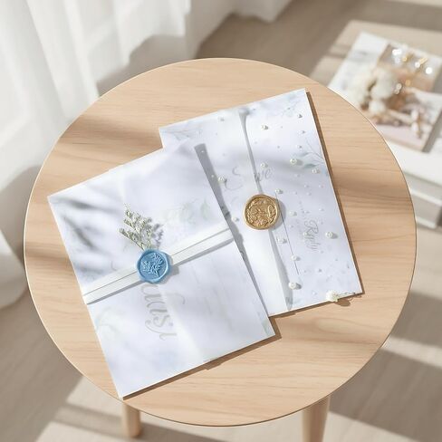 Vellum Jackets for 5x7 Invitations, Pre-Folded Invitation Sleeves 110GSM Vellum Paper 5x7 Translucent Paper Jackets for Wedding Wraps, Envelope Liners, Greeting Cards, Birthday (20) in Saudi Arabia