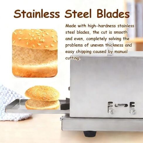 Manual Hamburger Bagel Slicer, Round Bread Portioning Machine, 4-Level Thickness Adjustment, Stainless Steel Cutter, Push Pull Cutting Design in Saudi Arabia