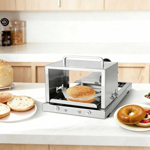 Commercial Bagel Slicer, Manual Hamburger Bun Slicer, Push-Pull Bread Slicer, 4-Level Thickness Adjustment, Stainless Steel Construction, Suitable For Home Bakers. in Saudi Arabia