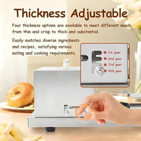 Manual Hamburger Bagel Slicer,Bread Portioning Machine, 4-Level Thickness Adjustment, Stainless Steel Cutter, Push Pull Cutting Design in Saudi Arabia