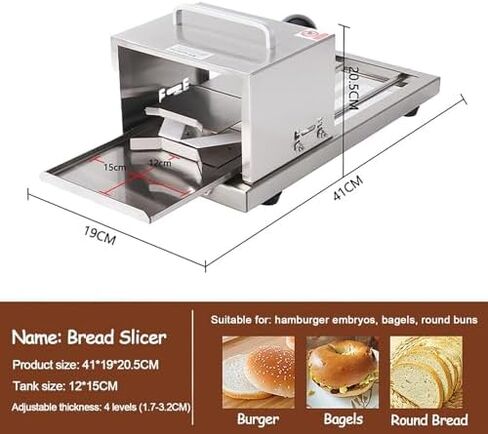 Manual Hamburger Bagel Slicer,Bread Portioning Machine, 4-Level Thickness Adjustment, Stainless Steel Cutter, Push Pull Cutting Design in Saudi Arabia