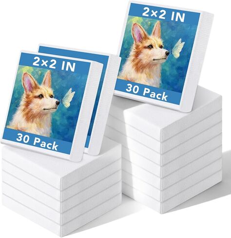 30 Pack Mini Painting Canvas, 2x2inch Small Canvas, Stretched Canvases for Painting, Mini Canvases Bulk, Professional Art Supplies Easter Gifts for Beginner Artists in Saudi Arabia