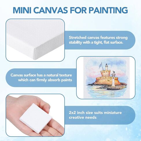 30 Pack Mini Painting Canvas, 2x2inch Small Canvas, Stretched Canvases for Painting, Mini Canvases Bulk, Professional Art Supplies Easter Gifts for Beginner Artists in Saudi Arabia